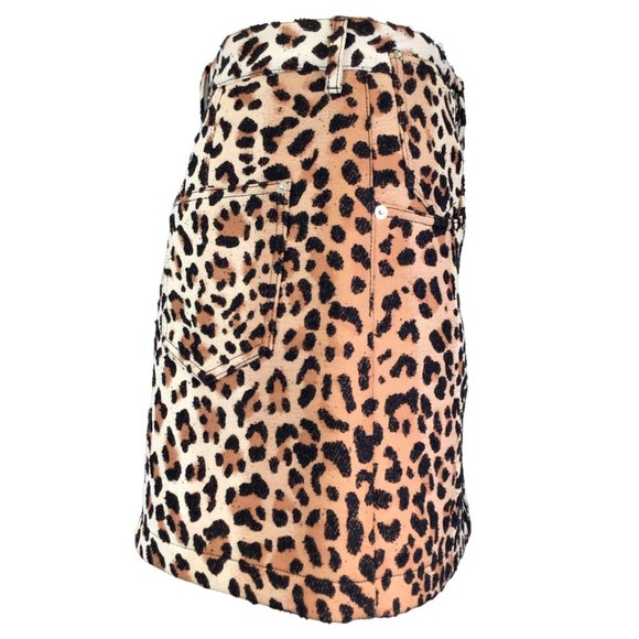 LOUIS VUITTON TAN / BLACK LEOPARD PRINT COTTON MINI SKIRT - Picture 2 of 4